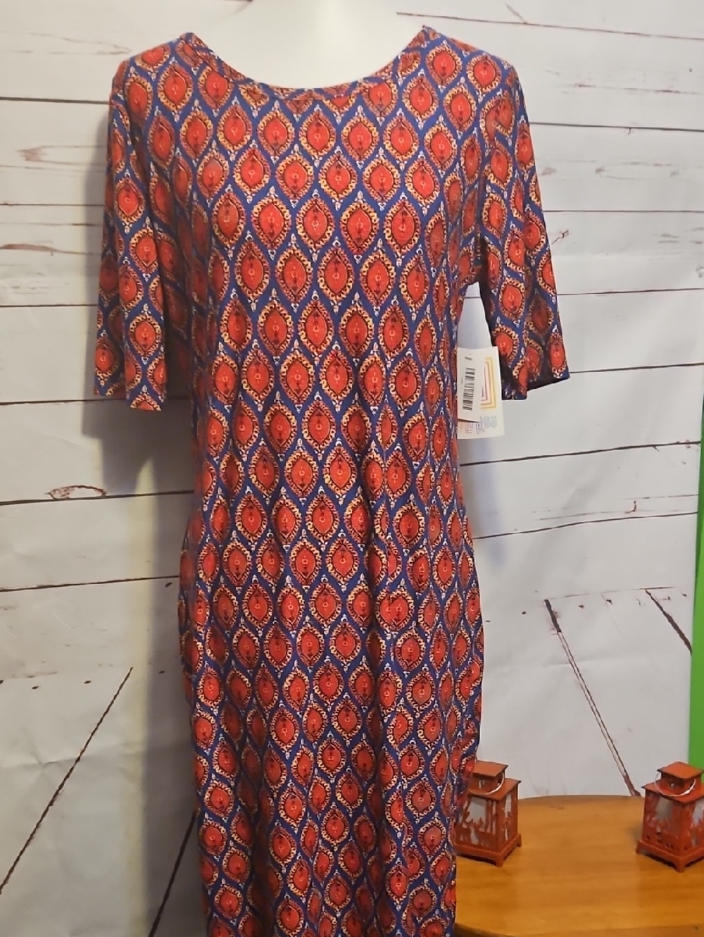LuLaRoe Blue and Red Paisley Print Top